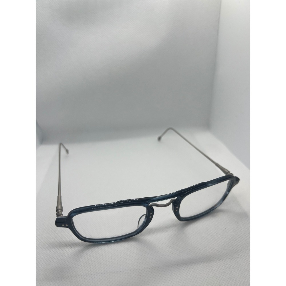 Say Oh Warren CO2 Men's Rectangle Eyeglasses Blue Frame Silver Arms Designer